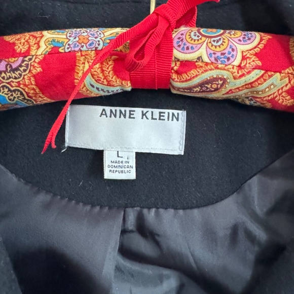 Anne Klein Black Peacoat Women’s Classic Double Breasted Coat Minimalist Chic - Picture 2 of 6
